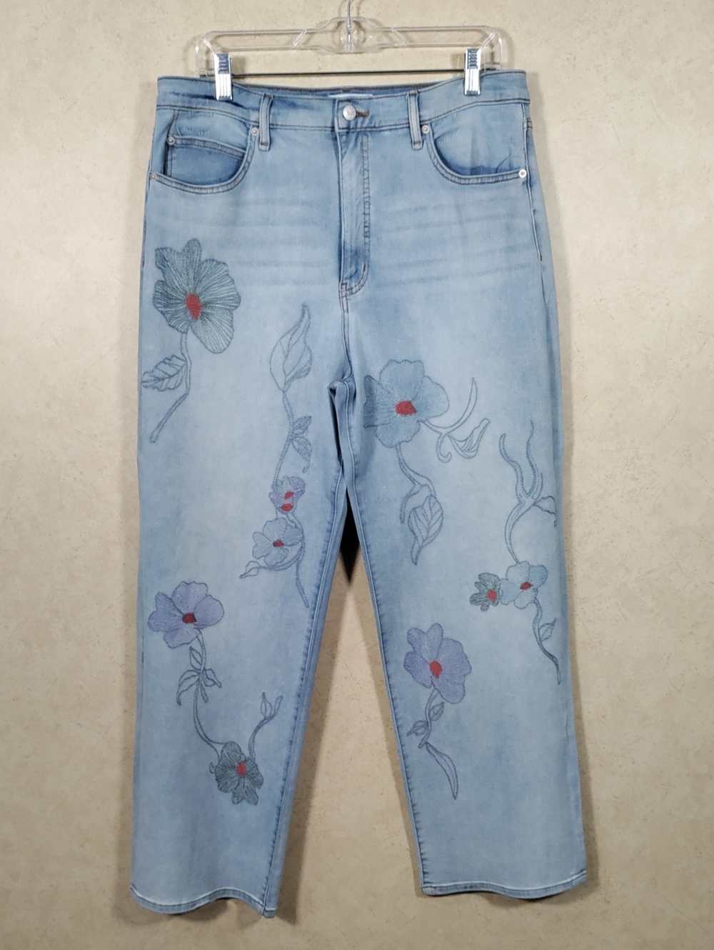 I182 Jessica Simpson Zinnia Embroidered Wide-Leg Boyfriend Jeans 12
